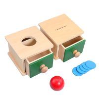 ชุดกระปุกออมสินกระปุกออมสินกล่องกล่องไม้ขีดวัสดุ Montessori สำหรับเด็กวัยหัดเดินชุดของเล่นไม้เนื้อแข็งสำหรับทารกทักษะชีวิตขั้นพื้นฐานของเล่น8-24เดือน