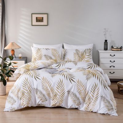 2022 Behinu Home Textiles European and American Size Bedding Brushed Print Quilt Cover Kit Three-piece Set