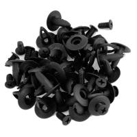 6mm Hole Dia Black Plastic Rivets Fastener Fender Bumper Push 30pcs