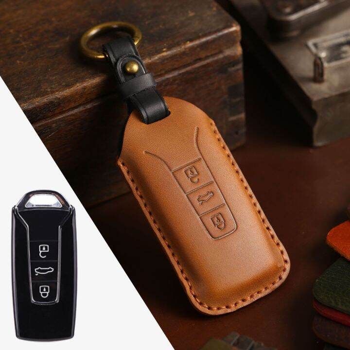 leather-fob-cover-key-case-car-accessories-for-volkswagen-touareg-tiguan-lavida-keychain-holder-keyring-protective-shell-bag