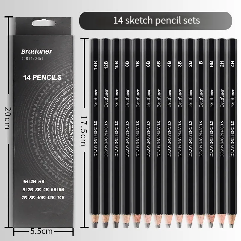 Professional Sketch Drawing Graphite Charcoal Pencils Set 2H HB B 2B 3B 4B  6B 8B 10B 12B Drawing Sketching for Artists Beginners