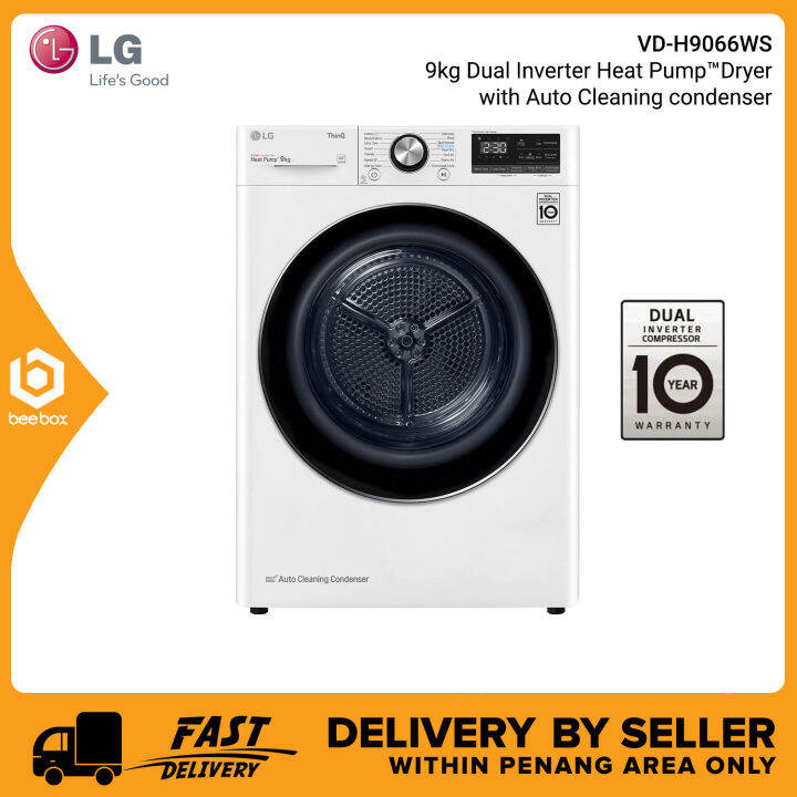 LG VDH9066WS 9kg Dual Inverter Heat Pump™Dryer with Auto Cleaning