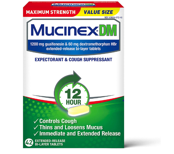 Mucinex DM 12 Hour Maximum Strength Expectorant & Cough Suppressant ...