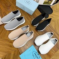 High quality∈ (Gift Box Packaging) Pradaˉs Womens Shoes 2023 Spring and Summer New Breathable Womens Casual Shoes A Stirrup Shoes