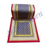 ชุดหมอนอิงหมอนกราบและผ้าอาสนะปูนั่งพระสงฆ์ สีน้ำเงิน (A set of cushions, prostrate pillows and asana cloth for sitting monks)