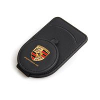 [COD]Ready Stock Porsche First Layer Cowhide Car Glasses Clip Sunglasses Case Holder Interior Sun Visor Card Panamera Christmas Gift