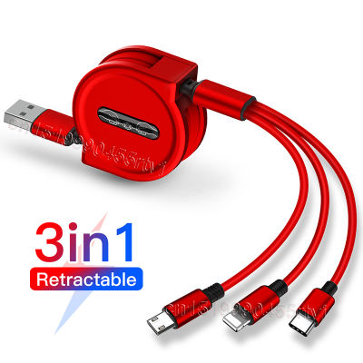 120เซนติเมตร3 In 1สายชาร์จ USB สำหรับ 13 12 M Icro USB Type C เคเบิ้ลหดสายชาร์จแบบพกพาสำหรับ X 8ซัมซุง