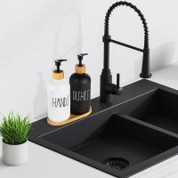 Hand and Dish Soap Dispenser for Kitchen Sink - Farmhouse Kitchen Soap Dispenser Set with Tray