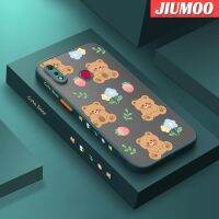 เคส JIUMOO สำหรับ Realme 3 3i 3 Pro,เคสมีน้ำค้างแข็งโปร่งใสแข็งกันกระแทกลายหมีน่ารักขอบด้านข้างเคสโทรศัพท์ซิลิโคนแฟชั่นทรงสี่เหลี่ยมจัตุรัสเคสป้องกันกล้องคลุมทั้งหมด