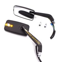 2Pcs 8/10mm Motorcycle Rearview Mirror with LED Turn Signal Light For Honda Kawasaki Suzuki Yamaha