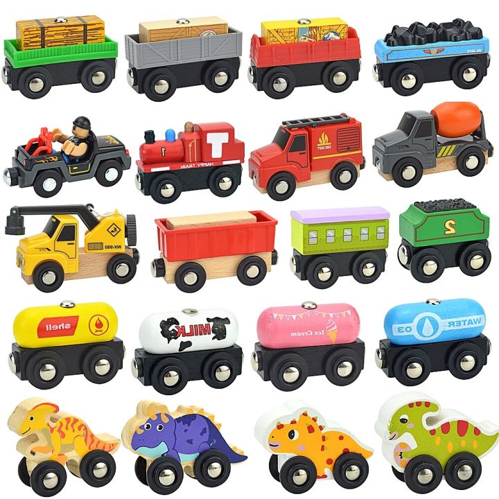 wooden-magnetic-train-car-locomotive-ambulance-fire-truck-wood-railway-accessories-toy-for-kids-gift-fit-wood-biro-themes-tracks