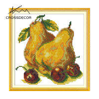 Crossdecor Cross Stitch ชุดด้วยวัสดุ Still Life พิมพ์ผ้าโรงงาน Outlet ผ้า11CT 14CT ปักชุดสำหรับผู้เริ่มต้น Craft Handmade ตกแต่งสำหรับ Sala Wall - Pear และเชอร์รี่