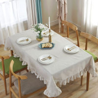 【NEW】【Penghantaran Privasi Tinggi】 Foreign Trade European Style Tablecloth Fabric Cotton and Linen Simplicity Lotus Edge Table Cloth INS Nordic Style Linen Coffee Table Cover Cloth