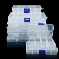 【hot】☾  Plastic Jewelry 10/15/24 Compartment Slot Organizer Storage Beads Adjustable Rectangle