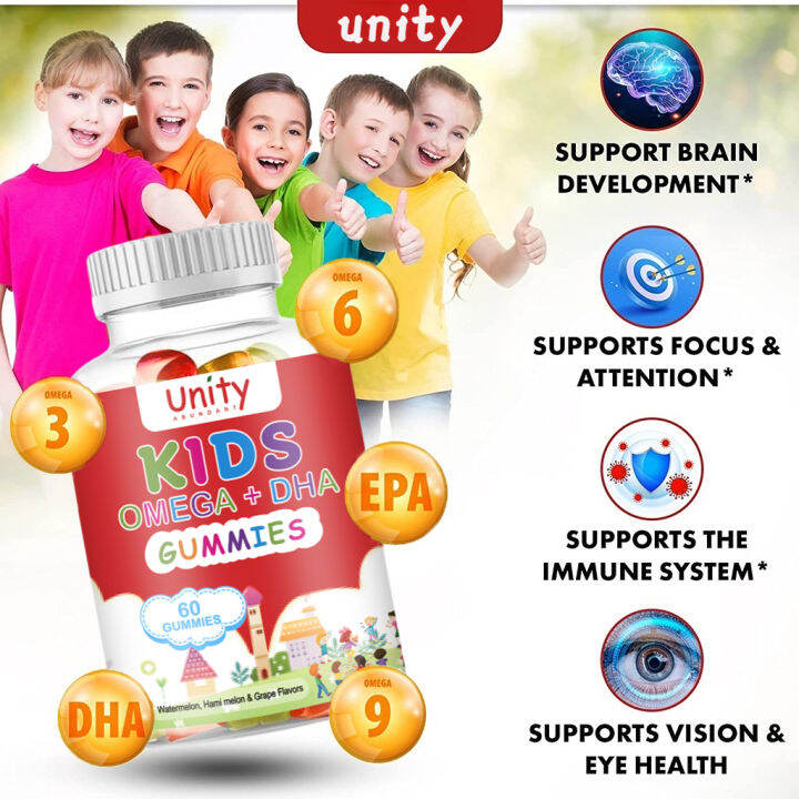 DHA Gummies Support Your Child's Brain Development and Healthy Hair, Nails, and Skin 60 Pieces