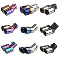 Car Motorcycle Exhaust Systems Muffler Silencer Tail Pipe Tip Dual Outlet Universal Stainless Steel Styling Anti-resistance