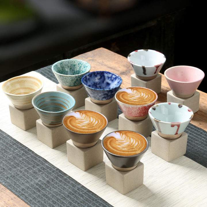 ที่นิยมเซรามิกเข้มข้นถ้วยกาแฟสร้างสรรค์มือวาดเคลือบถ้วยชาที่มีฐานสโตนแวร์ส่วนบุคคลน้ำกรวยแก้วชุด