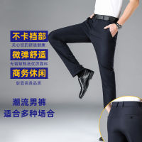 Spot Fast Shipping Summer Thin MenS Ice Silk Trousers Business Casual Trend Elastic Pants Breathable Wild