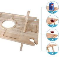 Portable Wine Table Outdoor Wooden Folding Picnic Table for Keeping Wine Glasses and Bottle in Place Outdside Foldable Wine Table