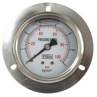 "FIDA" Pressure gauge stainless เกจวัดแรงดัน สแตนเลส หน้าปัด 2.5" เกลียวหลัง BACK 1/4" แบบเติมน้ำมัน