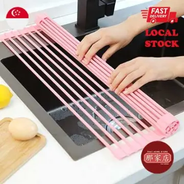 Foldable Silicone Dish Drying Mat Kitchen Counter DrainerHeat