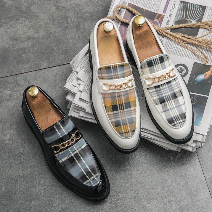รองเท้าหนังนิ่ม-sepatu-empuk-ลายทางสไตล์อังกฤษแบบสลิปออนรองเท้าผู้ชายลำลองรองเท้าโลฟเฟอร์ผู้ชายจากอิตาลีคุณภาพสูงและใหม่