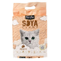 1 ถุง (7L) - Kit Cat Soya Clump ทรายแมวเต้าหู้ กลิ่น พีช ธรรมชาติ 100% เก็บกลิ่นไว ไร้ฝุ่น ทิ้งชักโครกได้ (7L