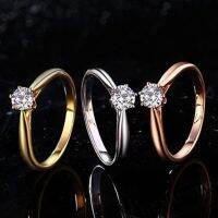 Yellowzhaoyang Six-Claw แหวนเพชร Cubic Zirconia