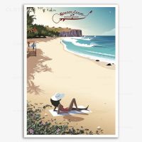 Carteles De Viaje Vintage De La Isla De Reunión Francesa,Pinturas En Lienzo,imágenes Artísticas ผนัง Modulares Para Decoración Del Hogar De La Sala De Estar ผ้าใบพิมพ์1ชิ้นภายในกรอบหรือไร้กรอบ (ขนาดของภาพสามารถปรับแต่งได้)