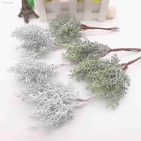 【YF】☸✻  6 pcs plastic artificial flowers fake eucalyptus leaves white bouquet accessories faux plants wedding home decoration