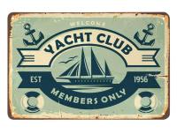 Yacht Club ป้ายดีบุก,Anchor Bird เรือ Ocean Sail แหวน Nautical Vintage ป้ายโลหะดีบุกสำหรับร้านกาแฟบาร์ผับ Shop Wall ตกแต่ง