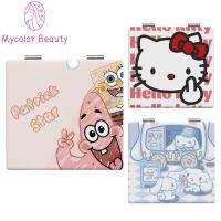 MYCOLOR Cinnamoroll สี่เหลี่ยมสี่เหลี่ยม การ์ตูนลายการ์ตูน กระจกโต๊ะเครื่องแป้ง การเดินทางการเดินทาง อุปกรณ์สำหรับหอพัก พับเก็บได้ อุปกรณ์เสริมความงาม กระจกขยาย2X กระจกพกพาขนาดกะทัดรัด กระจกพับได้ เครื่องมือเครื่องสำอางแต่งหน้า กระจกแต่งหน้า