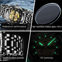 OLEVS Skeleton Watch Men Waterproof Luminous Casual Automatic Mechanical Watche Sports Men Black Steel Wristwatch Reloj Hombrehot