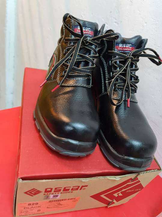 OSCAR SAFETY SHOES 829 BLACK Mid Cut Leather Safety Boots (Certified and Approved By SIRIM
