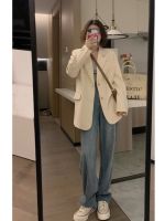 Uniqlo 2023 New Fashion version High-end design niche suit jacket for women Spring and Autumn 2023 new chic loose temperament retro white suit