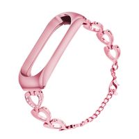 Fashion Heart Shape for Xiaomi Mi Band 7 6 5 4 3 Diamond Metal Chain Replacement Bracelet Band Strap Smart Wristband Accessories Smartwatches