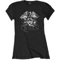 Ladies Queen Crest Diamante Freddie Mercury Tee T-Shirt Womens Girls