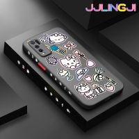 Jlingji เคสสำหรับ VIVO Y30 Y30i Y50แฟชั่นน่ารักแมวบางมีน้ำค้างแข็งโปร่งใสแข็งขอบสี่เหลี่ยมกันกระแทกรูปแบบปลอกซิลิโคนคลุมทั้งหมดป้องกัน Softcase