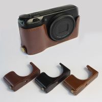 ฝาครอบกระเป๋ากล้องเคสหนัง PU แบบครึ่งชุดสำหรับ Ricoh GRIII GR3มีที่เปิดแบตเตอรี GR-3