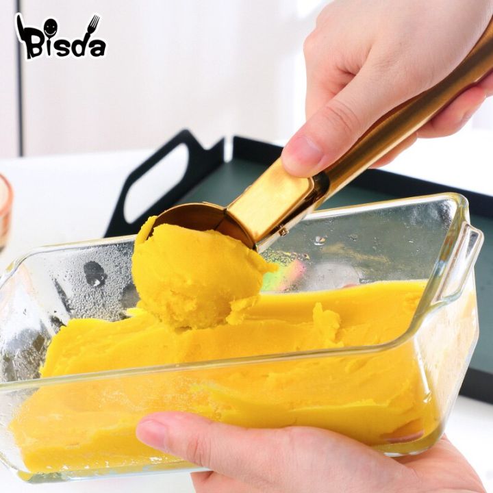ช้อนไอศกรีมสแตนเลสที่ตักไอศกรีม1-3ช้อนช้อนตักเนื้อแตงให้เป็นทรงกลมอุปกรณ์ทำครัวบอลไอศกรีมช้อนขนมหวาน