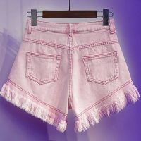 NEW กางเกงเอวสูงขากระบอก กางเกงขาสั้น กางเกงขาสั้นสาวอวบ wide leg pants A- line high waist denim shorts