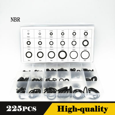 【2023】225pcs NBR O Ring Seal Gasket CS 1~4mm OD 3~22mm Nitrile Butadiene Rubber Spacer Oil Resistance Washer Round Shape Black