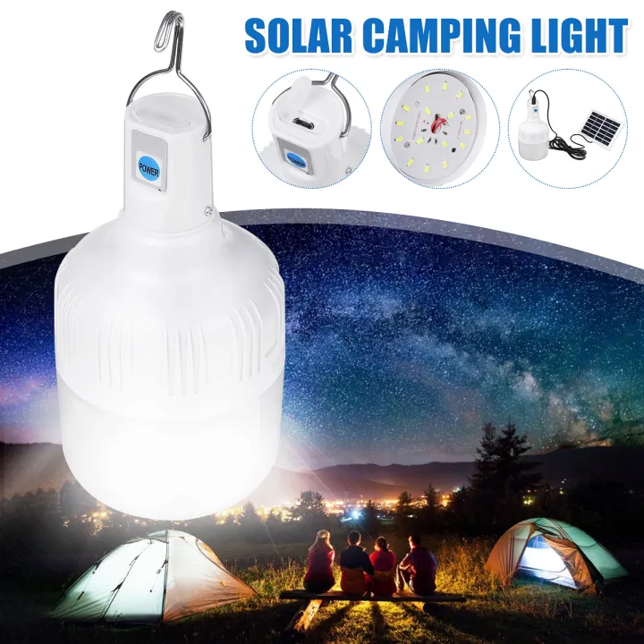 【80W】(3 Gear) Portable Solar Panel With Bulb Lanterns Solar LED Camping