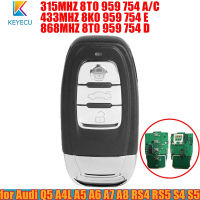 Keyecu Smart Remote Key - 315MHZ 8T0 959 754 Ac,433MHZ 8K0 959 754 E, 868MHZ 8T0 959 754 D-สำหรับ Audi Q5 A4L A6 A7 A8