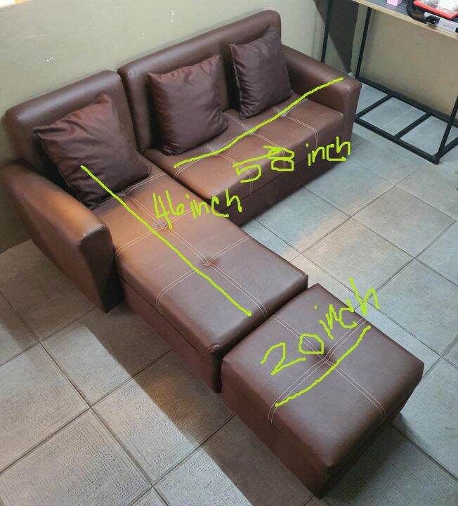 L shape brown leather sofa set uratex foam Lazada PH