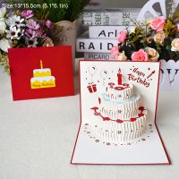 3D Happy Birthday Card For Girl Kids Wife Husband Greeting Card Cake Postcards Gifts With Envelope Birthday Party Decorations