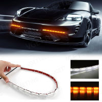 2 Flowing Flexible DRL LED Daytime Running Light Sequential Strip Car Dynamic Turn Signal Lamp for Auto Driving Waterproof Auto