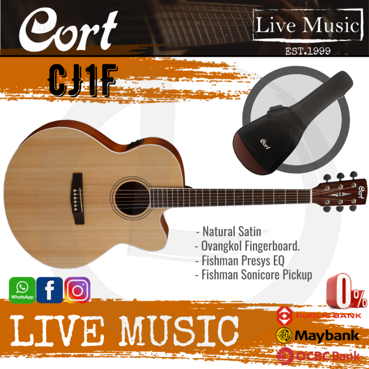 Cort SFX-CED NS Venetian Cutaway Fishman ISYS PLUS Electro Acoustic Guitar  with Gig Bag - Musicians Cart