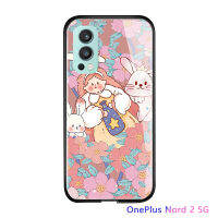 พร้อมเคสโทรศัพท์สำหรับ OnePlus Nord 2 5G/Nord/Nord CE 2 5G กระจกเทมเปอร์เคสมันวาวกันกระแทกเด็กหญิงดอกไม้สุดหรูฝาหลังปลอกใหม่