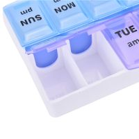 Portable 7 Days Weekly Organizer 14 Grids Travel Pill Medicine Box Holder Storage Organizer Container Case Pill Box Splitters Medicine  First Aid Stor